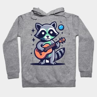 Raccoon Guitarist - Cute Funny Kawaii Hoodie